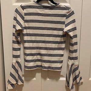 Black and White Striped Long Sleeve Shirt.